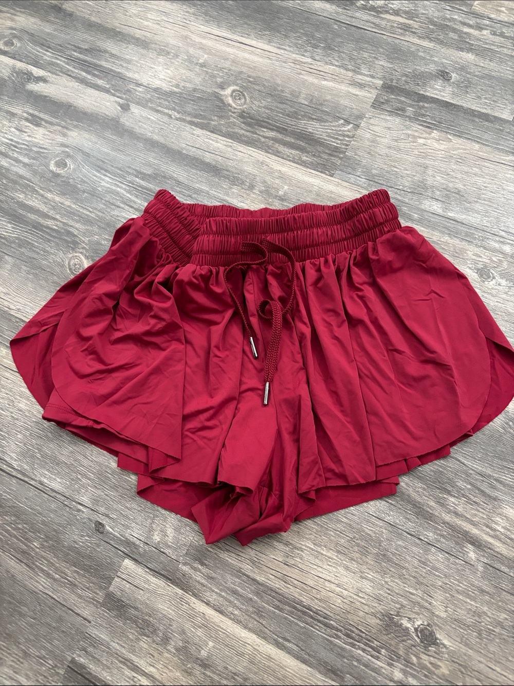 Women’s Wine Athletic Shorts with Elastic Drawstring Waist